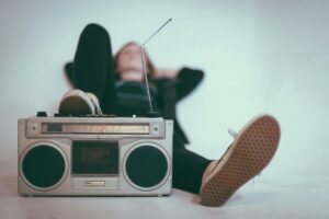 Person listening to music